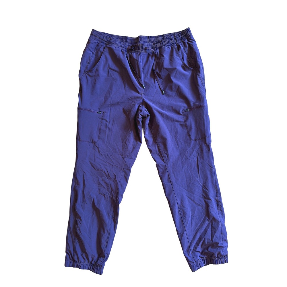 Eddie Bauer Womens Plum Purple Fleece Lined Cargo Joggers Pants Plus Size 16